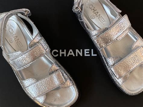 chanel cc velcro sandals|Chanel sandals dad.